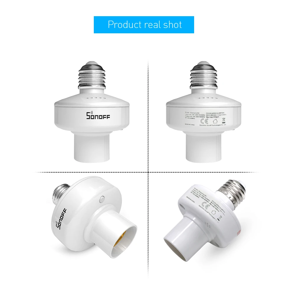 ITEAD Sonoff Slampher RF 433Mhz Wifi E27 Универсальный светильник, лампочка, держатель для умного дома, беспроводное управление, 2А 400 Вт