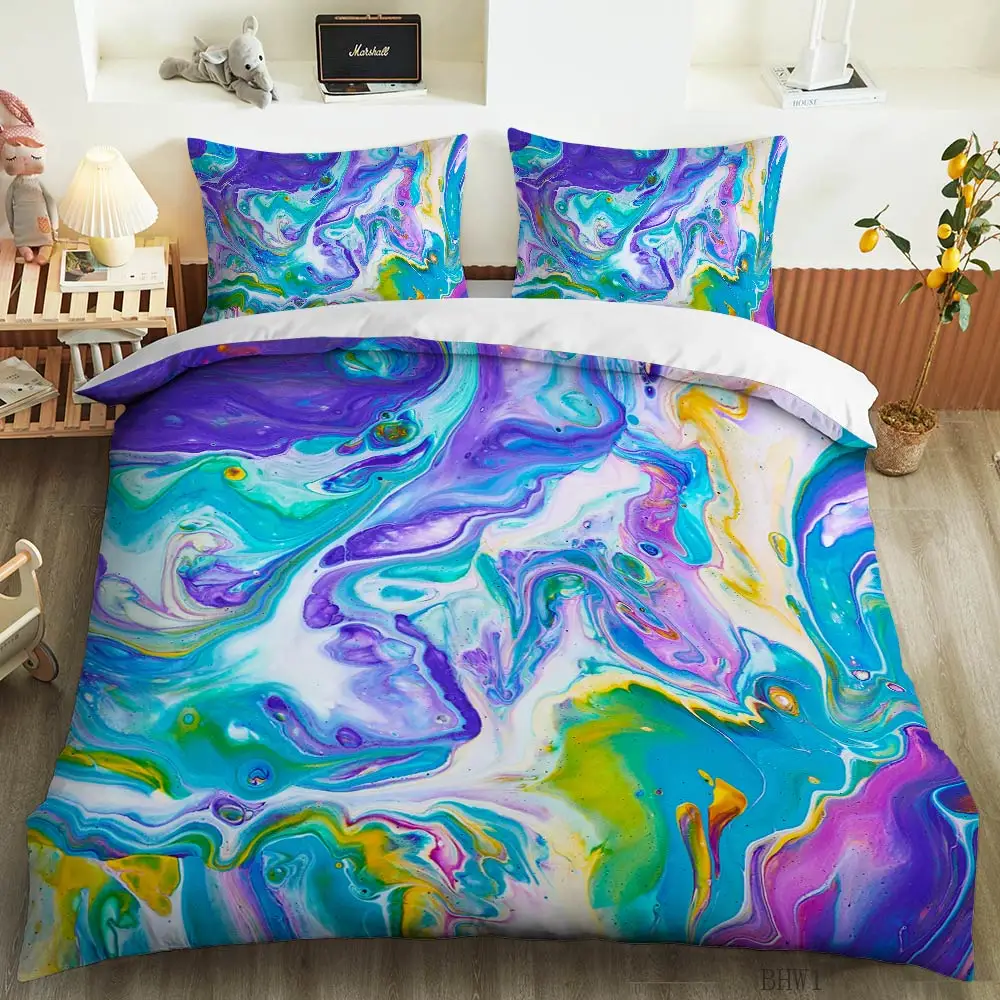 2020 Новая цветная текстура 3D печать удобный набор постельного белья с двойной
