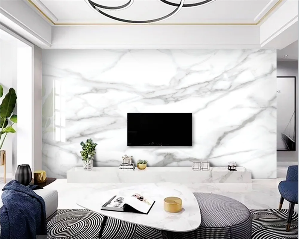 

beibehang Customized modern big papier peint slab stone jazz white marble pattern bedroom living room background wallpaper