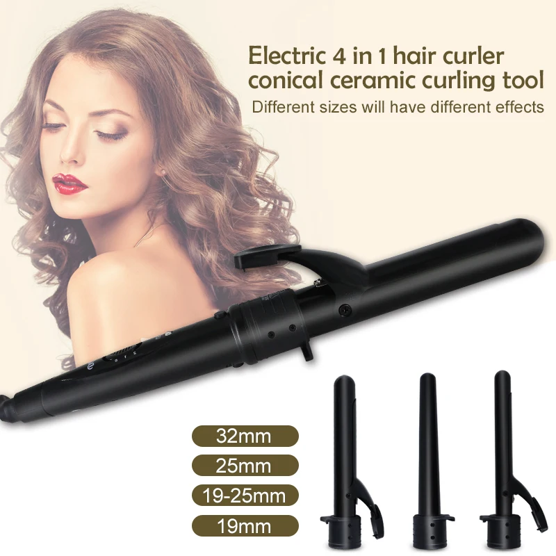 

Pro 5 Part Interchangeable Hair Curling Iron Machine 9-32MM Ceramic Hair Curler Multi-size Roller Heat Resistant Glove Styling