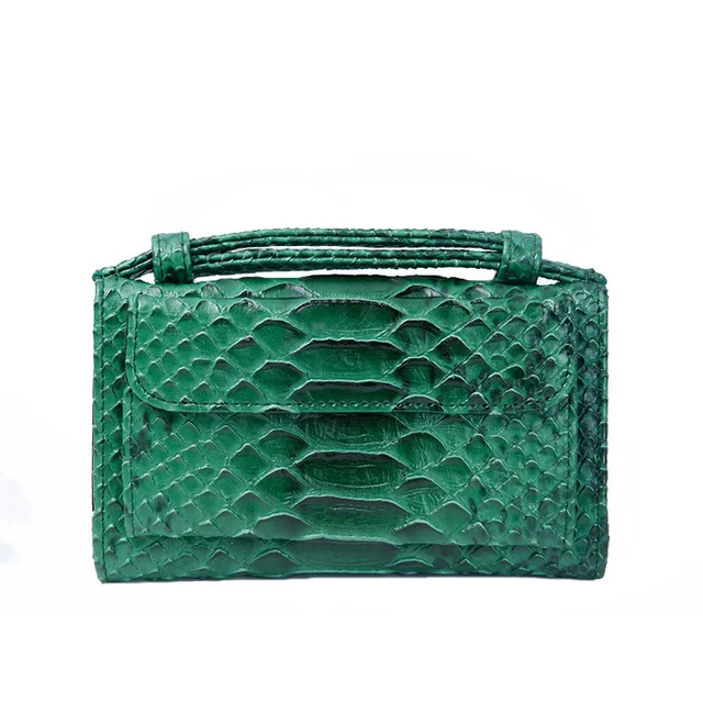 Green Python Клатч из крокодиловой кожи, Женский кошелек на цепочке, серебряная сумка через плечо, женская модная сумка для телефона, кошелек с ручкой - Цвет: Green Python