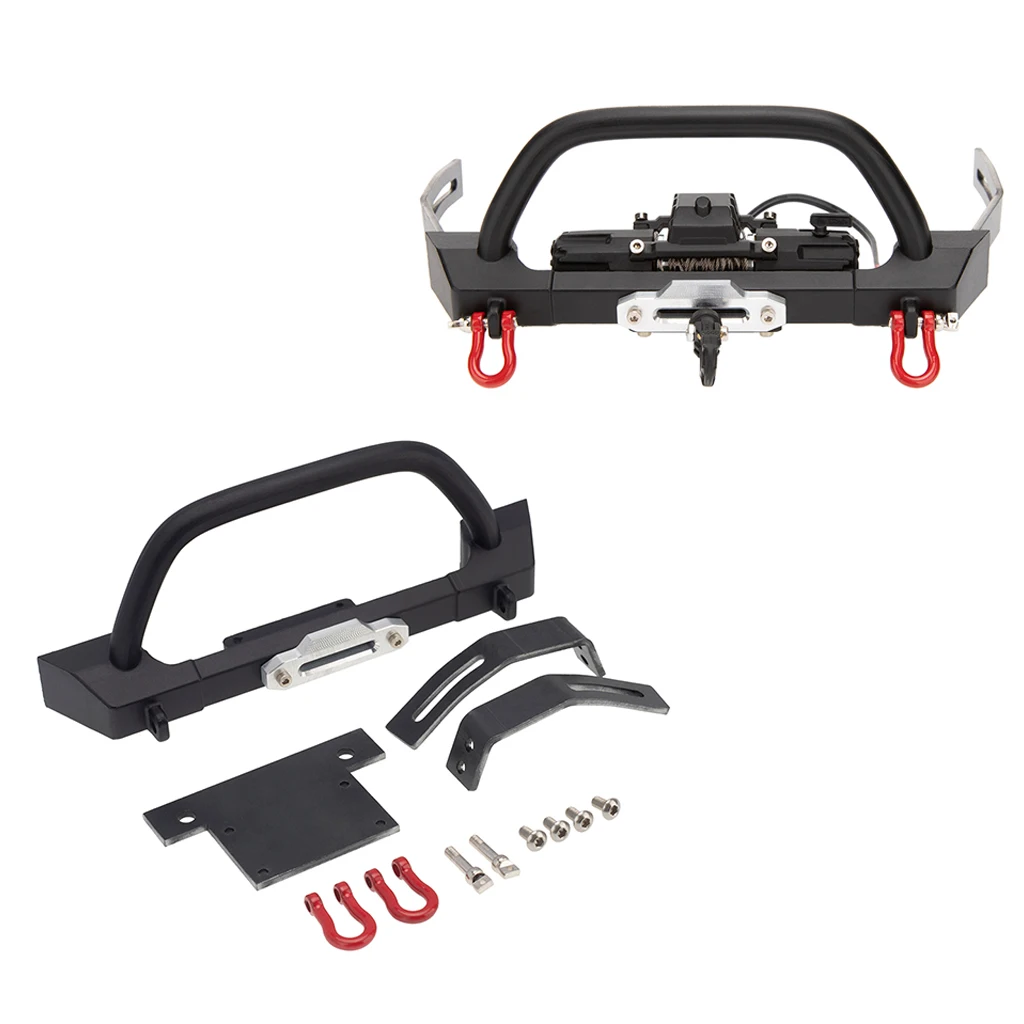 

Metal Front Bumper Winch for TRX4 SCX10 90046 1/10 RC Car Crawler Car Parts Acc