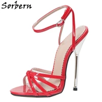 sorbern 13cm metal heels sandal women slingback summer style shoes stilettos ankle strap customized color