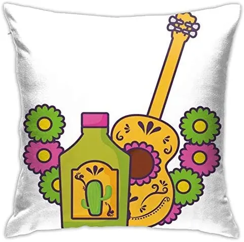 

Pooizsdzzz Personalized Abraction Folkloric Flourish DaTheme Drink Bottle with Mexican Guitar Cartoonish Design Decorative