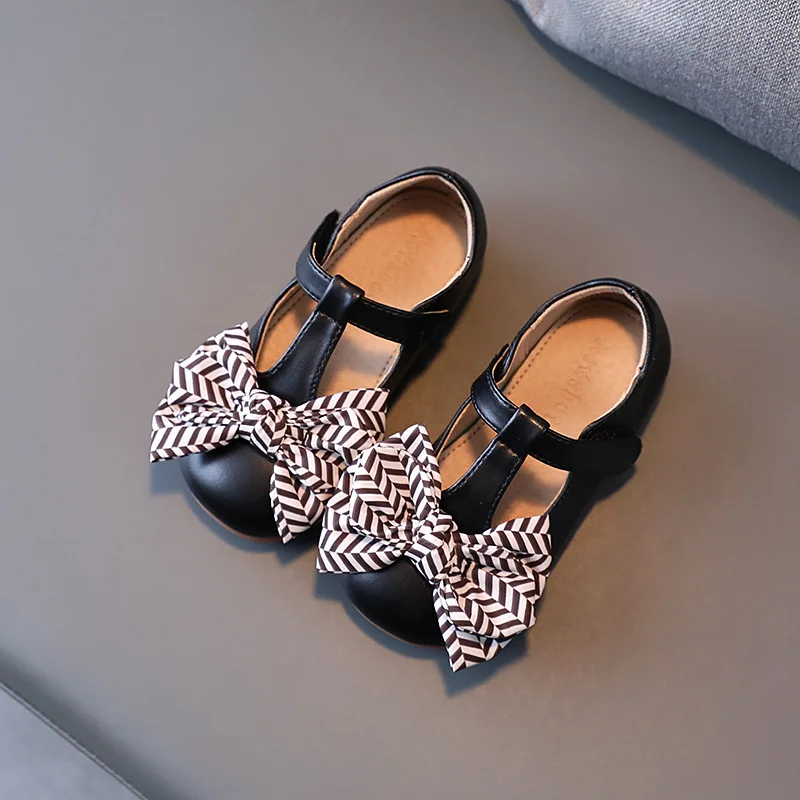

14-19cm High Quality Little Princess Dress Shoe Child Girl,Cute Lace Bowtie Children Casual Shoes,Solid Strap Toddler Women Shoe