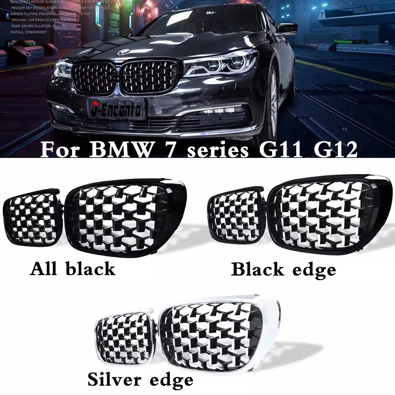 

A pair Front Kidney Grille For BMW 7 Series G11 G12 Diamond Grille Meteor Style Front Bumper Grill Car Styling