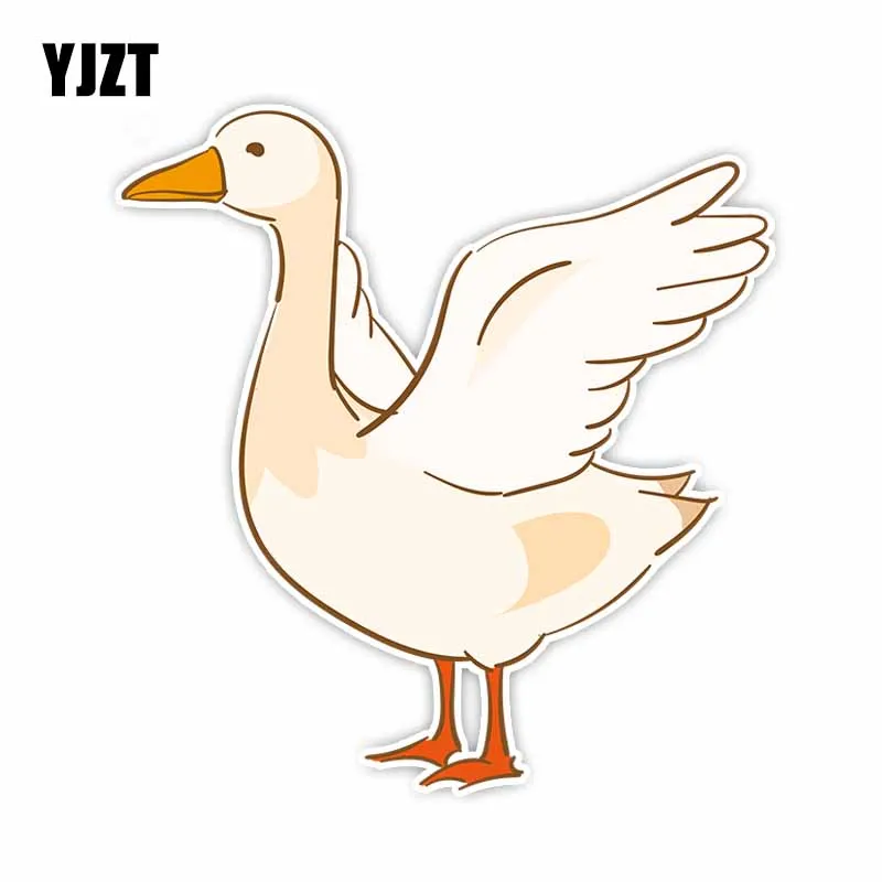 

YJZT 14 см * 13,5 см, интересные крылатые белые гусиные ПВХ автомобильные наклейки с животными, C29-0925