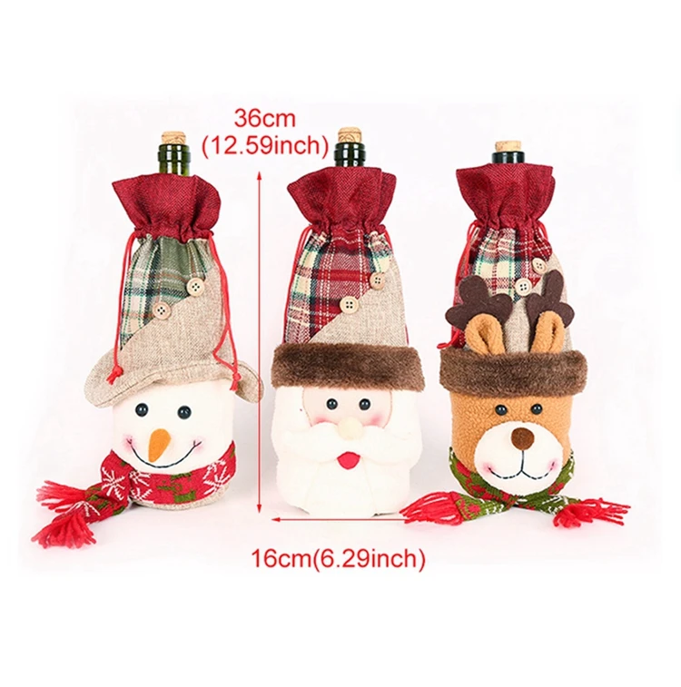 FENGRISE Santa Claus Wine Bottle Cover Christmas Decorations For Home Christmas Stocking Gift Navidad New Year's Decor