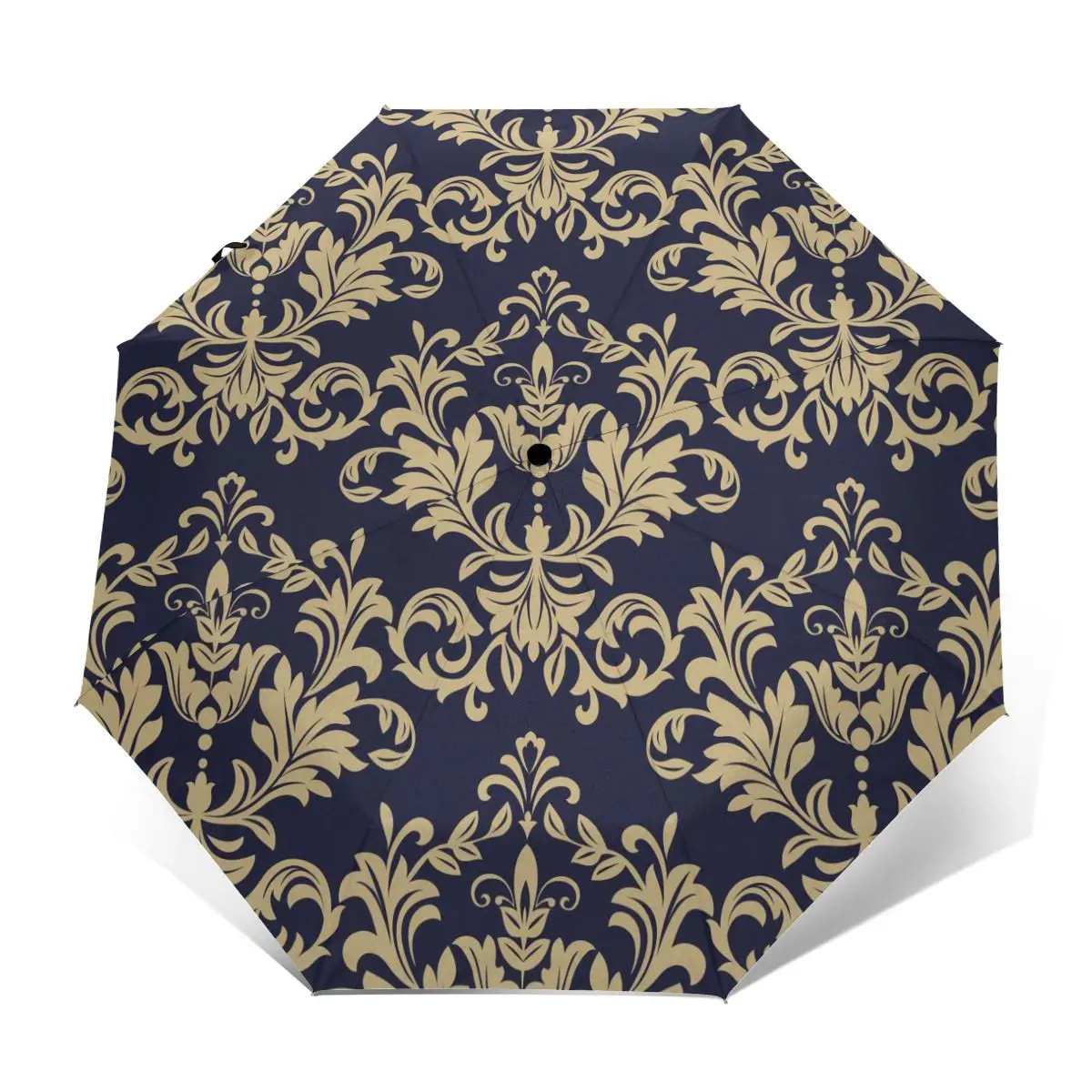 Offerte Ombrello Automatico Pioggia Donna Ombrello A Tre Pieghe Barocco Damasco Ombrello Antivento Ombrello Impermeabile Femminile