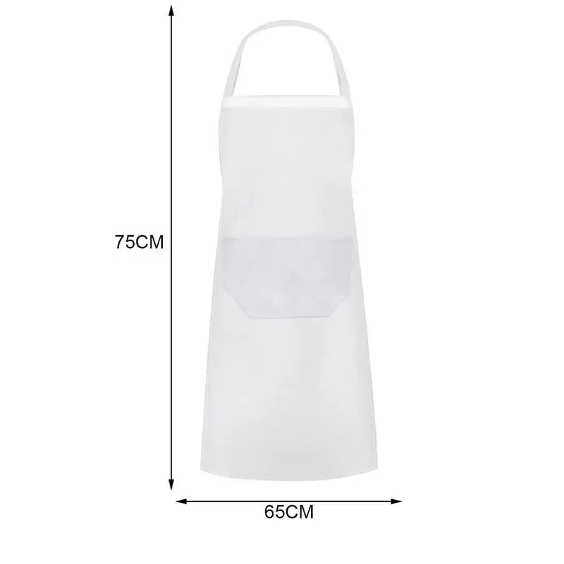 

Kitchen Apron White Cotton Apron Waterproof Cooking Apron Halter-neck Style Sleeveless Apron Waterproof Oil-proof With Pocket