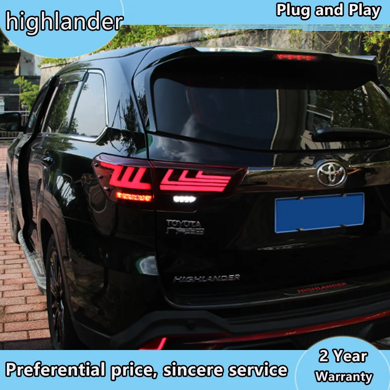 

Car Styling for toyota Highlander Taillights 2015-2019 Kluger Tail Lamp Lexus Type Rear Lamp DRL+Brake+Park+dynamic turn Signal