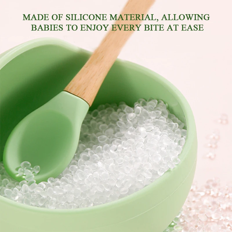 Taz&oacute;n de alimentaci&oacute;n de beb&eacute; de silicona, vajilla impermeable, cuchara, vajilla antideslizante, platos de silicona sin BPA para plato de beb&eacute;-3