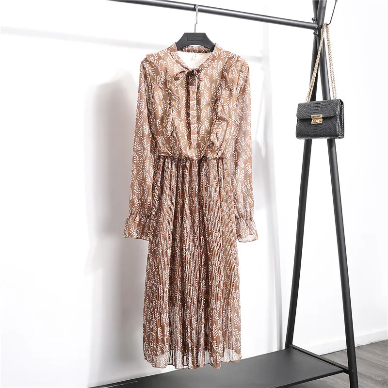 Вечерние шифоновые платья до середины голени с галстуком-бабочкой эластичной