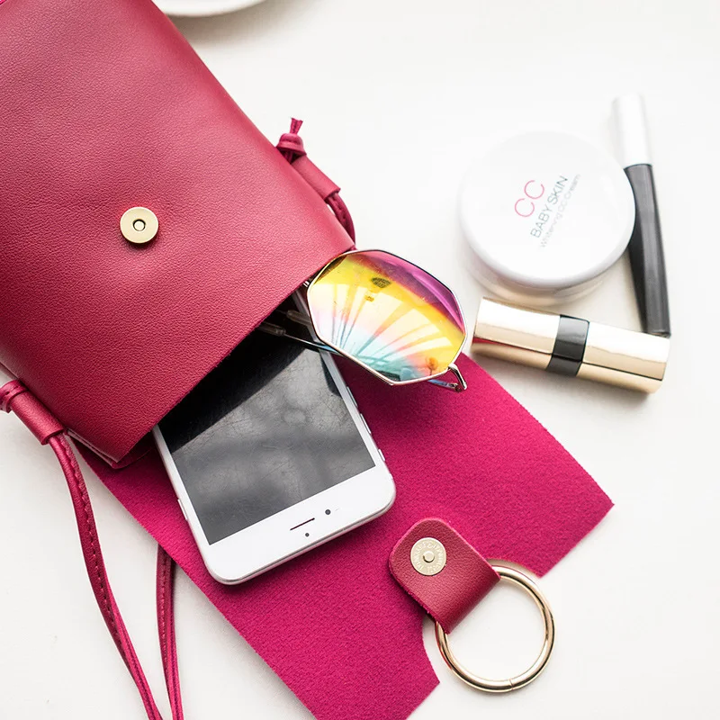 

2020 New Mini Handbag female round buckle decoration casual small square bag shoulder Messenger bag mobile phone bag