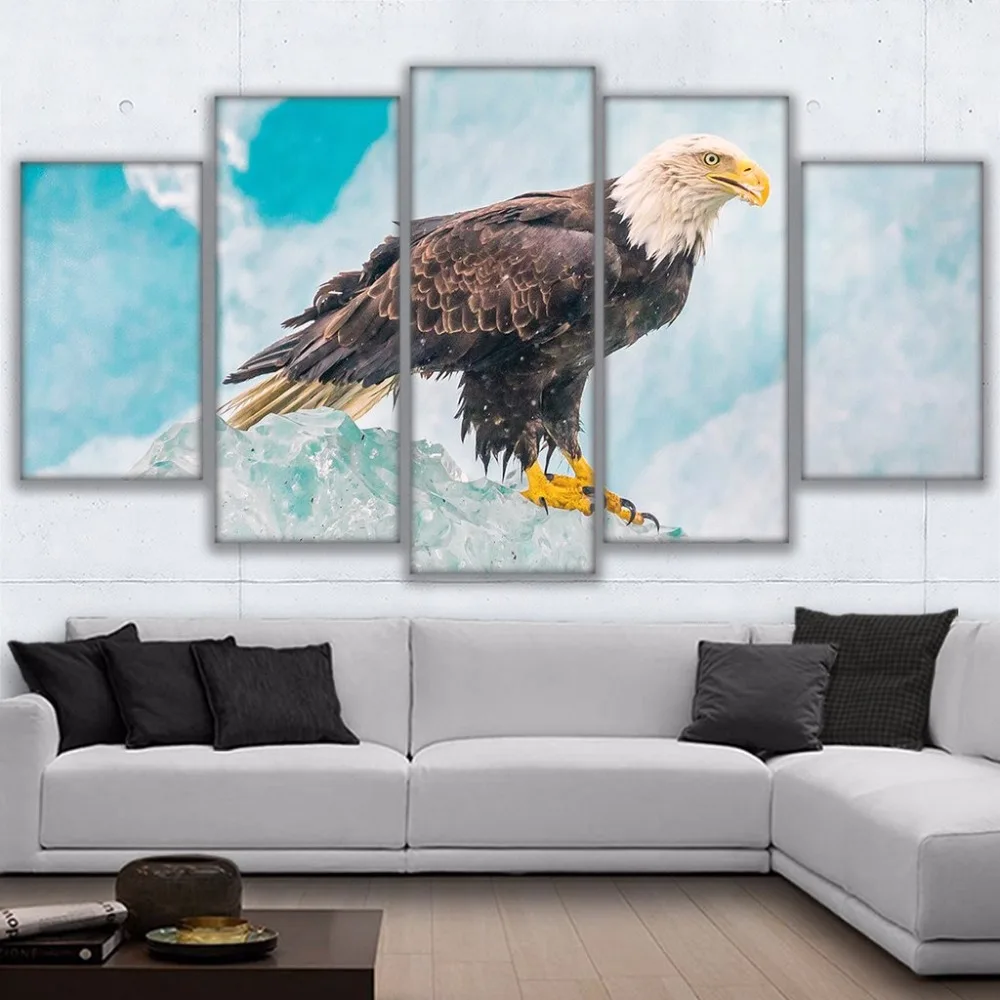 HD Высокое Качество Современная Картина на холсте 5 шт. лысый орел наклейка
