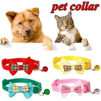 pets accessories cat collar adjustable strap for cat collar bowknot puppy chihuahua collars with bell safety buckle cats bow tie