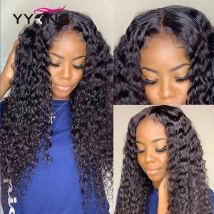 YYong 4X4 кружевная застежка и 13x4 кружевные передние человеческие волосы парик с детскими волосами Remy индийские глубокие волны 30 32 дюйма кружевные передние парики для женщин