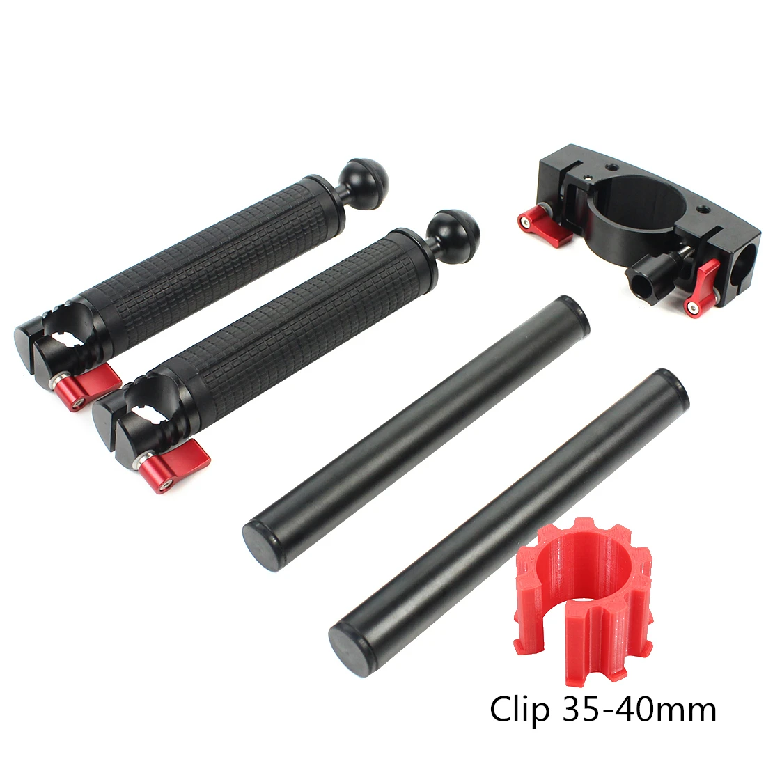 with 40mm 3d clip Двойной Ручной Стабилизатор рукоятки для DJI Ronin S для zhi yun Crane2 Pro Gimbal SLR держатель камеры с зажимами-бабочками адаптер - Цвет: with 40mm 3d clip