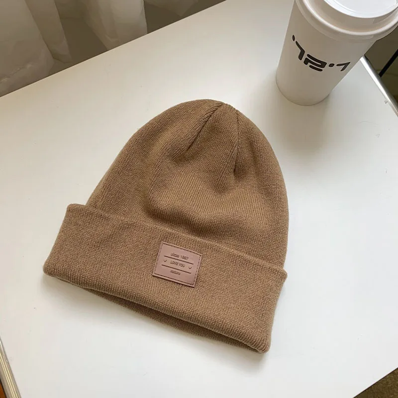 

Autumn and winter wool hats solid color knitted hats for lovers casual versatile warm - keeping hats