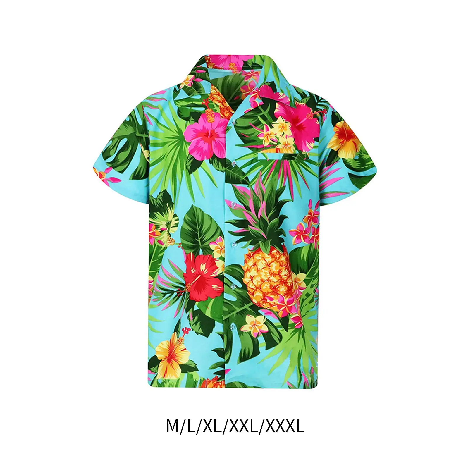 

Men Tropical Hawaiian Shirt Button Floral Short Sleeve Light Print Summer Funky Tops Blouse Holiday Party Camp Beach Fishing