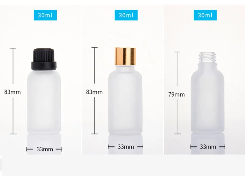 

1 oz 30ml Empty Frosted Clear Essential Oil Boston Bottle Perfume Glass Vial Nasal Refillable Containers With Europe Drop Lid