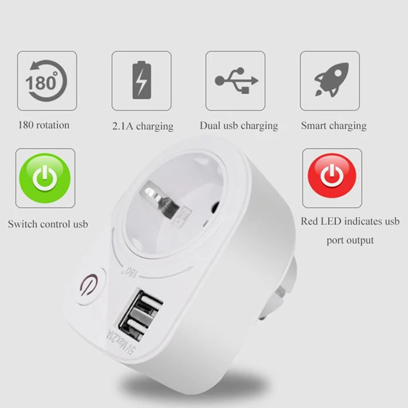USB Port 250V 2.1A Electric Dual Charger EU Plug Intelligent In Wall Socket Charging Adapter Electrical Sockets | Инструменты