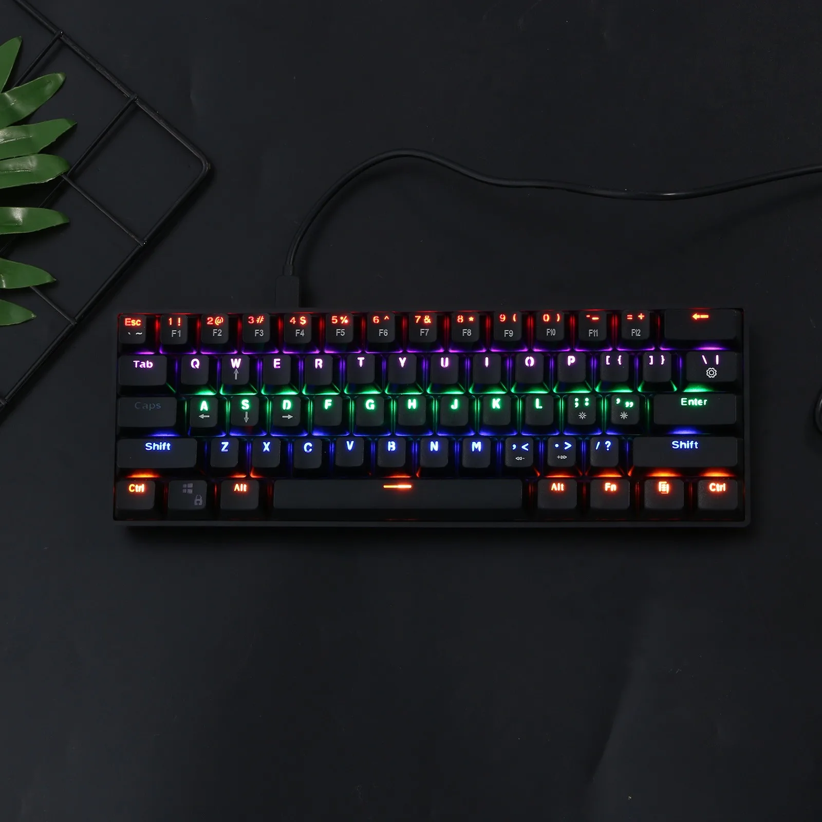

Dk61e 61-key Rgb Ergonomic Computer Silent Pc Laptop Mechanical Gaming Keyboard Wired New Type Led Backlit Keyboard