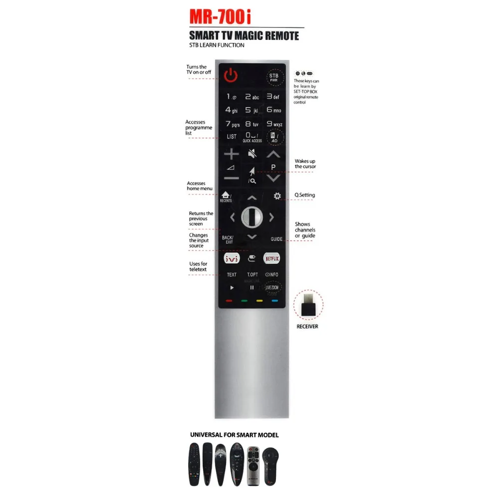 НЕ Волшебный пульт дистанционного управления универсальный для lg tv MR-700 AN-MR700 AN-MR600 AKB75455601 AKB75455602 OLED65G6P-U с netflx amazon