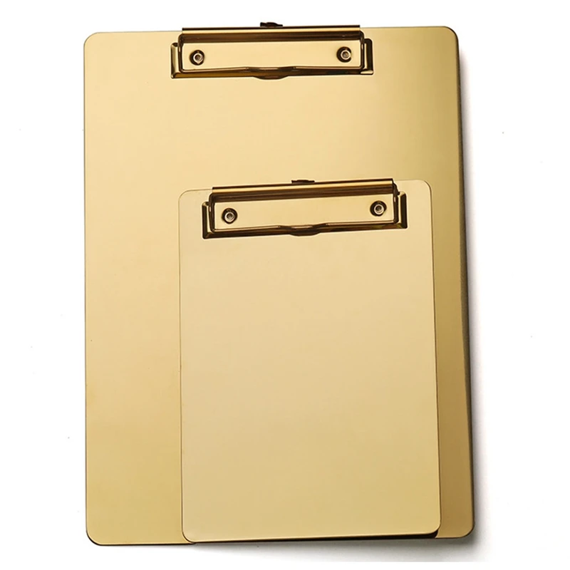 

Menu Data File Storage Folder for Office Restaurant Hotel Home Gold Metal Writing Sheet Pad Clipboard