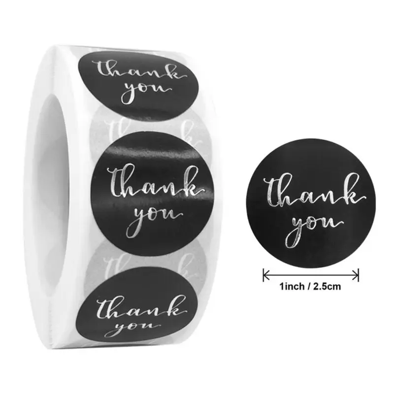 

500pcs Thank You Sticker Gold Silver Foil Seal Label for Small Shop Wedding Gift