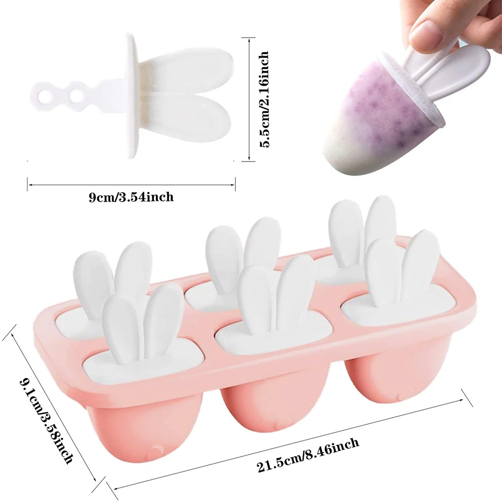 

6 Grids Ice Cream Mold Candy DIY Mould Popsicle Sticks Food Plastic Ice Lolly Portable Round Ice Cube Shape DIY Bar