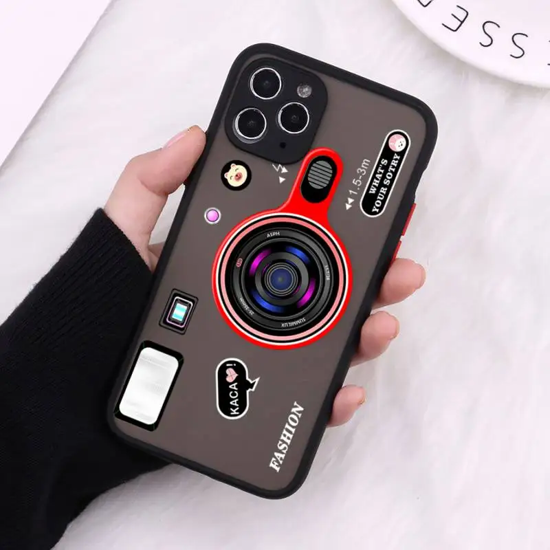 

Creativity funny camera fashion Phone Case Matte Transparent for iPhone 7 8 11 12 s mini pro X XS XR MAX Plus cover funda