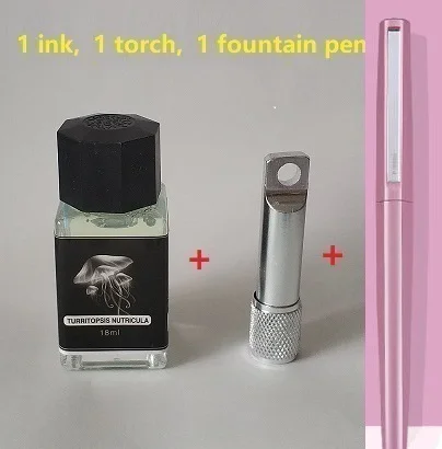 1 ink 1 torch 1 pen 18 мл/светильник для бутылок, невидимые чернила для авторучки, флуоресцентные чернила без углерода, видимые только под УФ-светильник, чернила для авторучки - Цвет: 1 ink 1 torch 1 pen