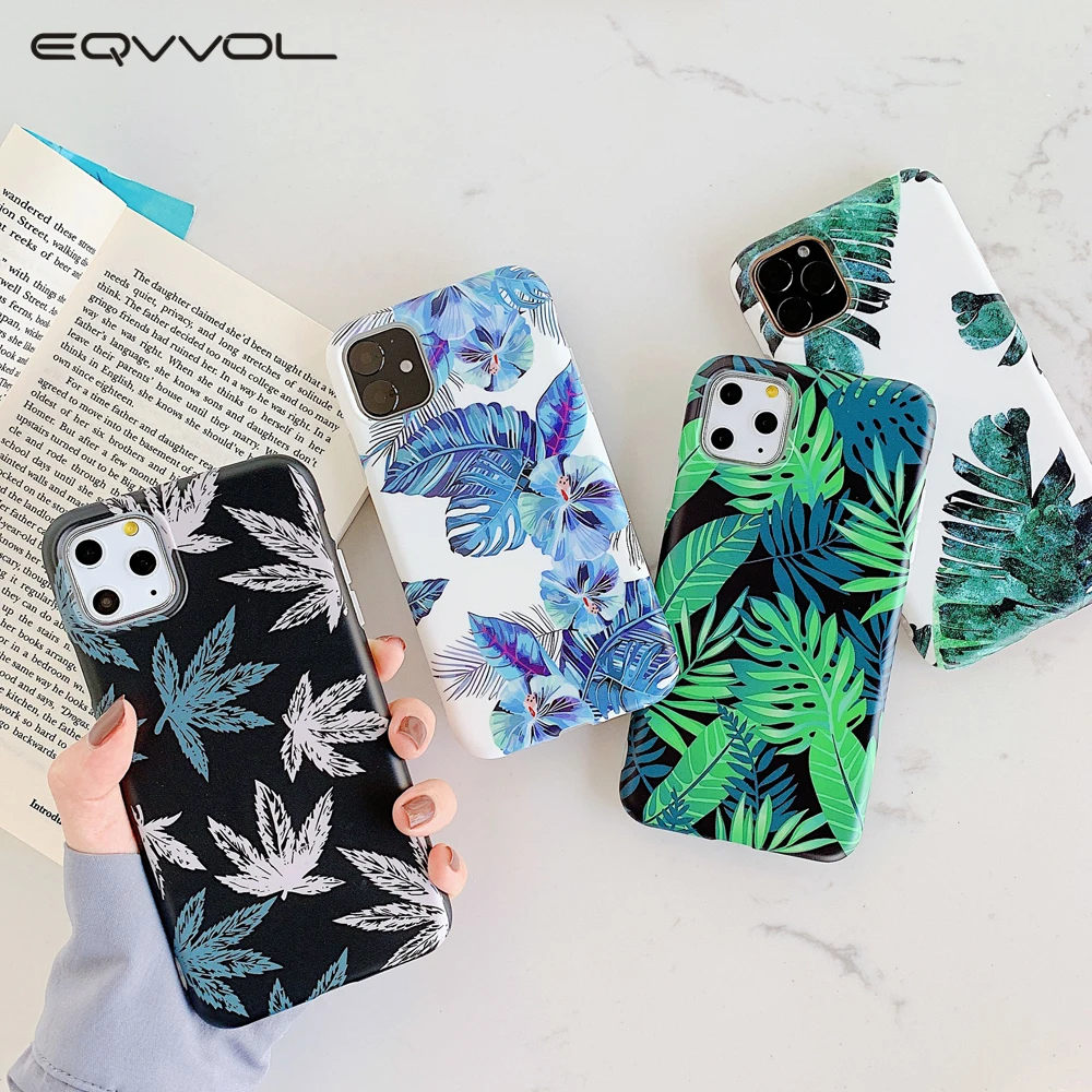 Eqvvol чехол с банановым листом и цветами для iPhone 11 Pro Max XS XR X Ретро Чехол цветочным