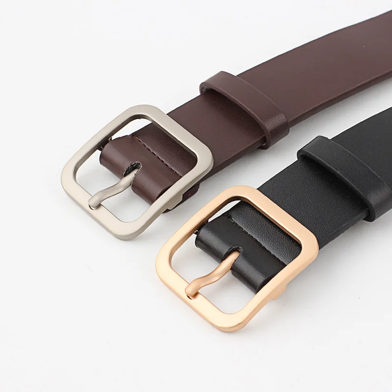 

2021 PU Leather Belt for Women Square Buckle Pin Buckle Jeans Black Belt Chic Luxury Brand Ladies Vintage Strap Female Waistband