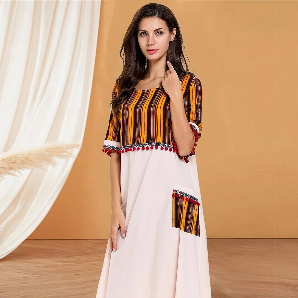 

Summer Vestidos Musulman Mujer Ramadan Abaya Arabic Hijab Muslim Dress Turkish Islamic Clothing Dresses Abayas For Women Dubai