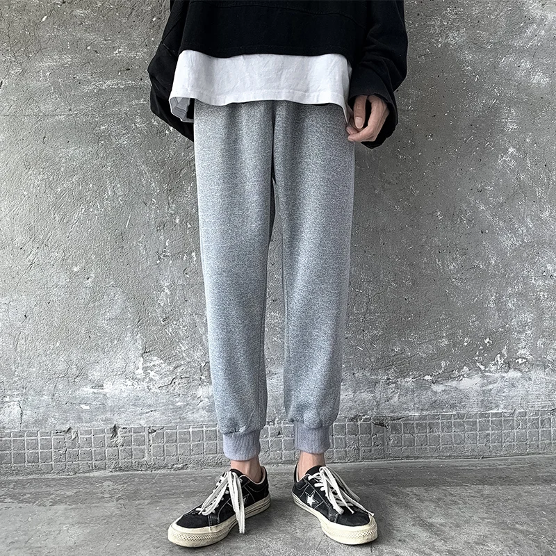 

2021 New Solid Color Casual Pants Men Brand Men's Fashion Drawstring Full Length Pants Slim Harajuku Style Pencil Pants Male