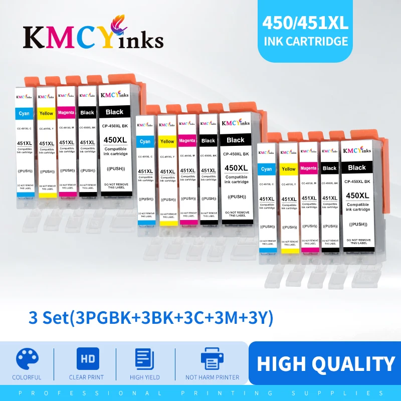 KMCYinks PGI-450 совместимый чернильный картридж для принтера Canon PGI 450 CLI 451 PIXMA MG5440 MG5540
