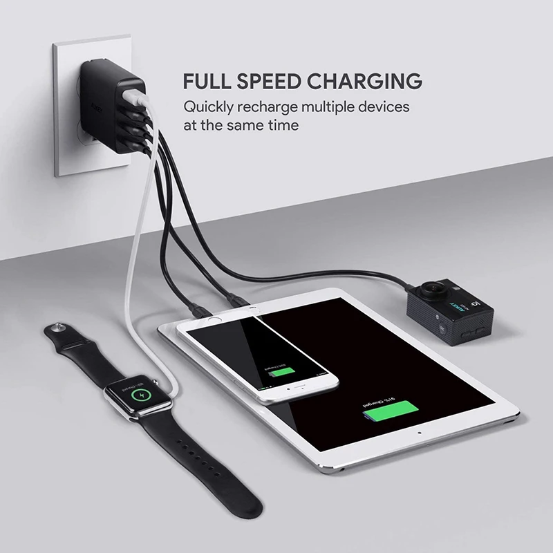 Зарядная Станция AUKEY сетевое зарядное устройство с 4 USB-портами 42 Вт вилка США