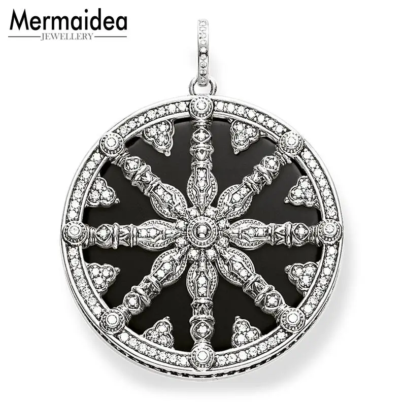 Подвеска с черным кристаллом в виде колеса новинка 2020 модные ювелирные изделия