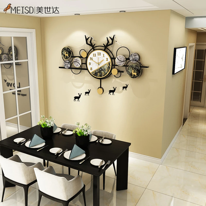 Большие часы MEISD с изображением оленя настенные постер Креативный интерьер