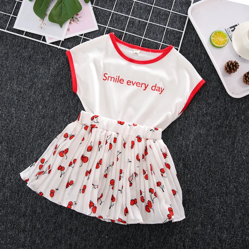 

Children Clothing Sets Cute T-Shirts+ Cute Cherry Printed Skirts Sets 2Pcs for Kids Clothing Sets Baby Clothes Baby Girl Outfits