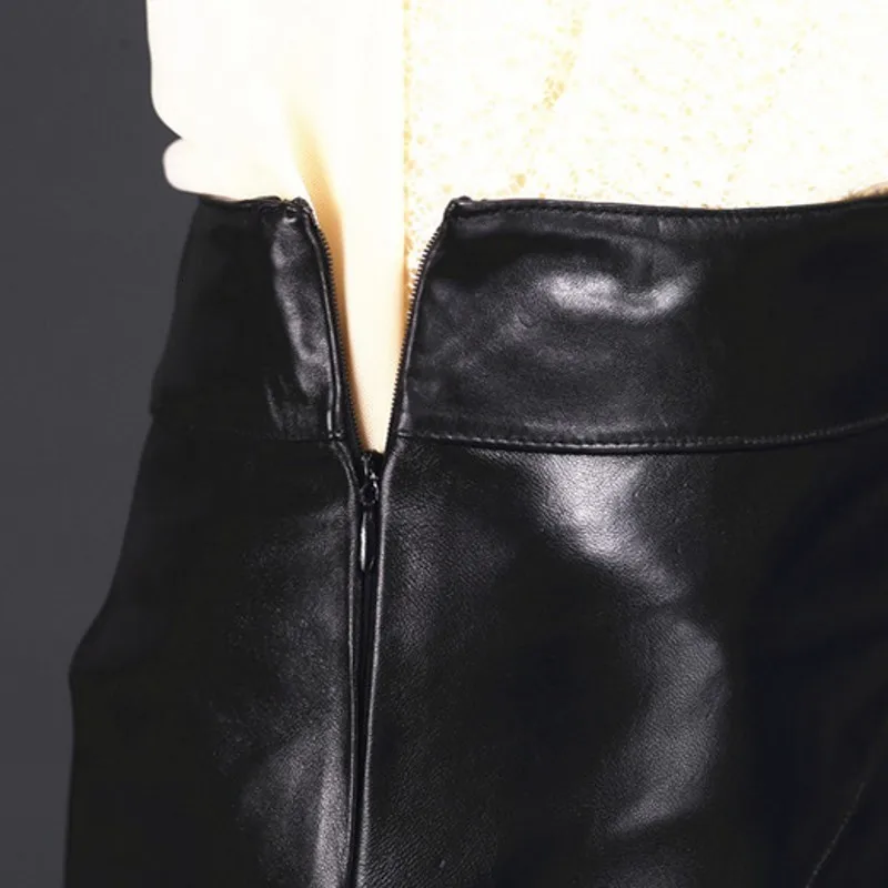 

2020 New Elegant Women Slim Fit Genuine Leather Skirts Sexy Party Office Lady Work Bodycon High Waist Skirt Female Mini Length