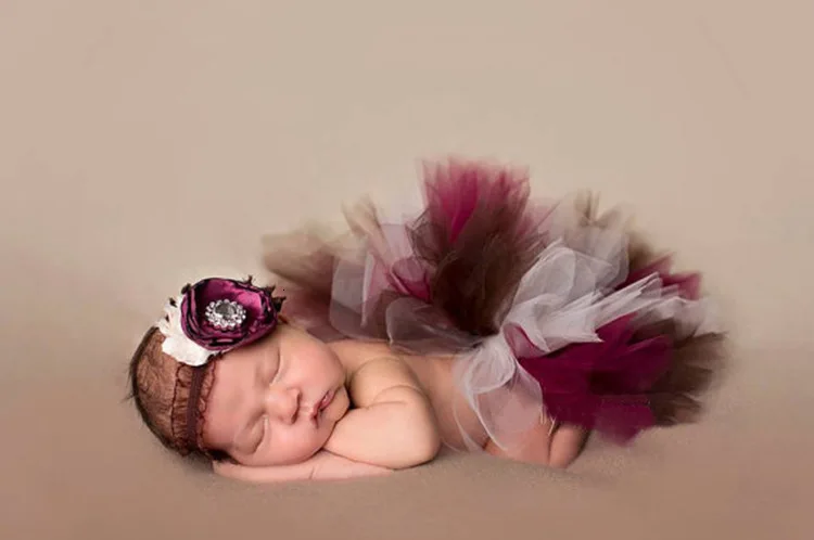 Newborn Photography Props Baby Girl Tutu Dress &amp Headband Photo Shooting Rainbow Costume New Born Fotografia Accessories | Детская