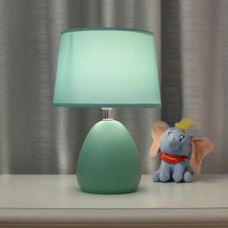 

Modern Dormitory Bedside Table Lamp Ceramic Base Cloth Fabric E14 Eye Care Student LED Desktop Light for Reading Study Office