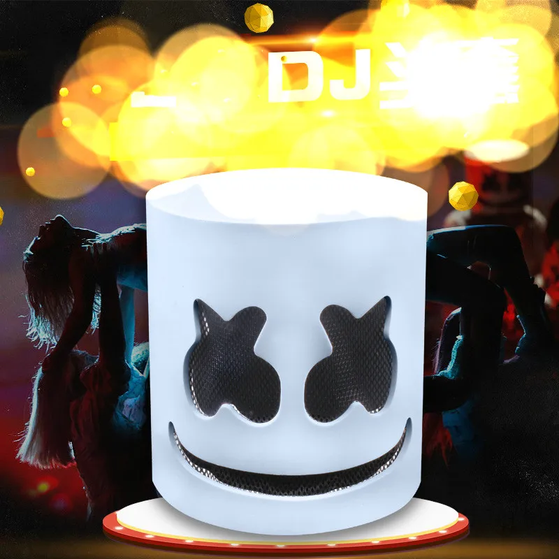 Маска для Хэллоуина Marshmello DJ Косплей ночной легкий шлем Кепка Хэллоуин маска