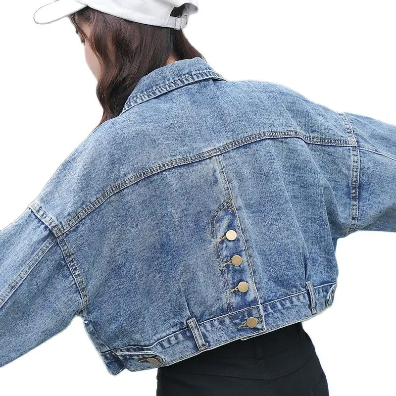 

Denim jackets women no logo cowboy jeans jackets women short 2021 trench denim short coat women croped jackets woman Outerwear