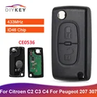 DIYKEY 2 кнопки Auto Автомобильный Брелок дистанционного управления с ключом ID46 чип для Citroen C2 C3 C4 C5 C6 C8 для Peugeot 207 307 308 407 807 433 МГц CE0536
