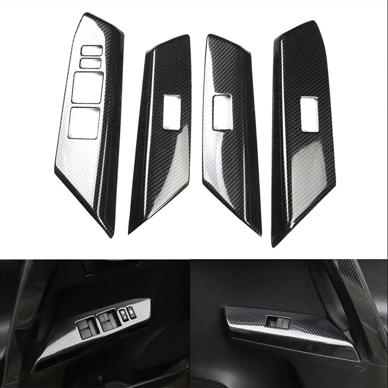 

For Toyota RAV4 2013-2019 Left Hand Drive Interior Auto Moldings Stickers 4Pcs Car Window Lift Switch Panel Cover Trim Styling