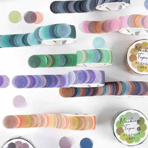 Клейкая лента Morandi Color Dot Washi, круглые наклейки в горошек, декоративные клейкие бумажные ленты для альбом-ежедневник, 100 шт./рулон